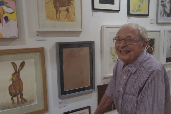 Residents enjoying an art gallery activity